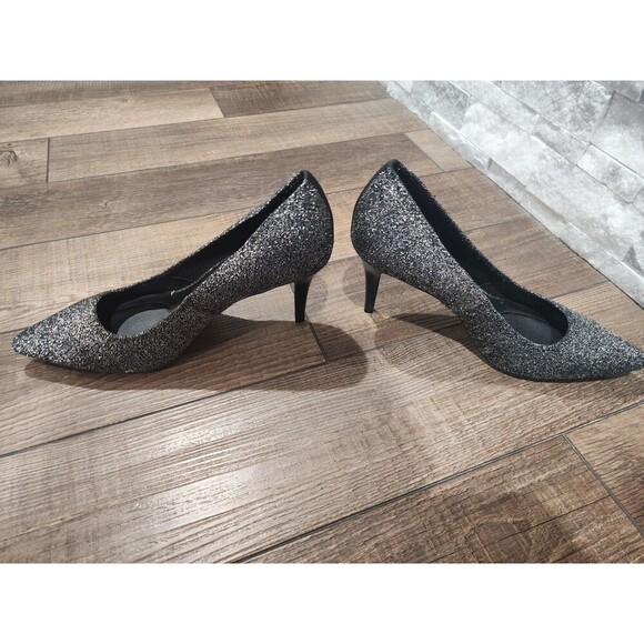 Simply Vera Wang Stevie High Heel Pumps Black Silver 9.5M Stretch Padded SPARKLE - Picture 3 of 10